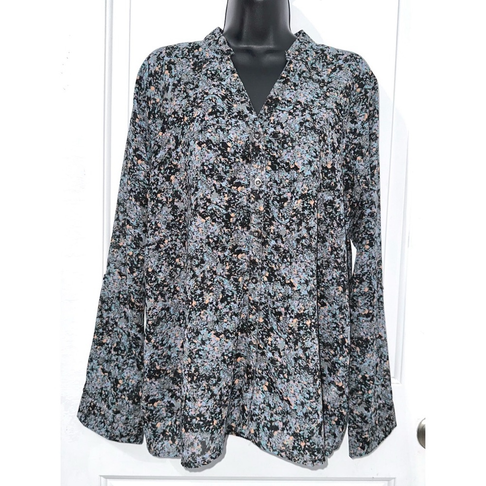 Y2K Vanity Multi Colored Long Sleeve Button Down lace blouse